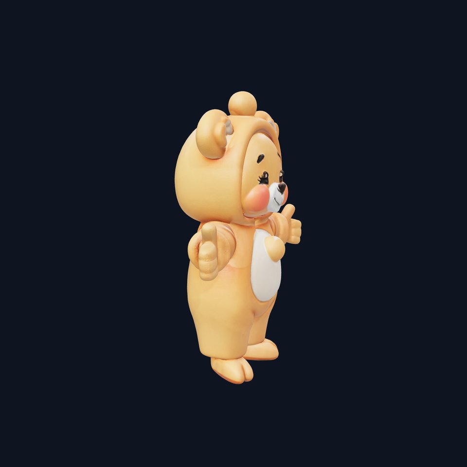 Cute Bear Character Rigged and Animated for Games and VR